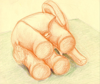 akvarels af tøjelefant
